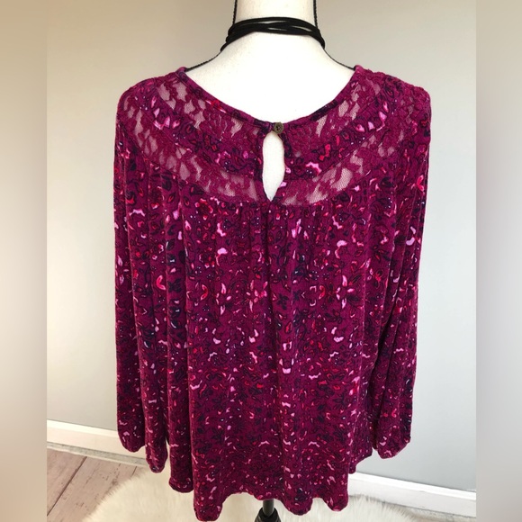 Faded Glory Plum Flowy Peasant Top XXL - Picture 4 of 6